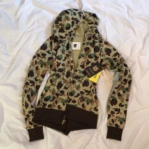 Burton camo hoodie sweatshirt, size small.